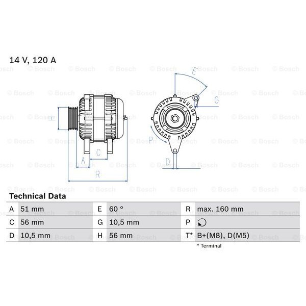 Слика на Генератор BOSCH 0 986 039 250 за Saab 900 II Convertible 2.0 i - 131 коњи бензин