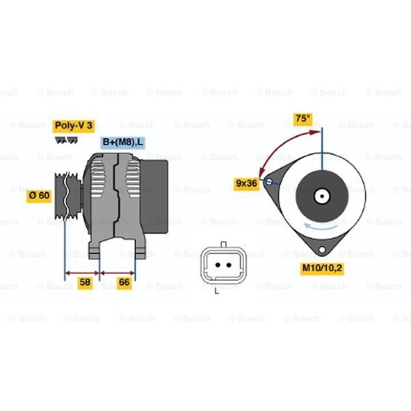 Слика на Генератор BOSCH 0 986 045 261 за Renault Twingo (C06) 1.0 - 59 коњи бензин