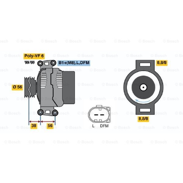 Слика на Генератор BOSCH 0 986 046 180 за Audi A3 (8P1) 2.0 TFSI quattro - 200 коњи бензин