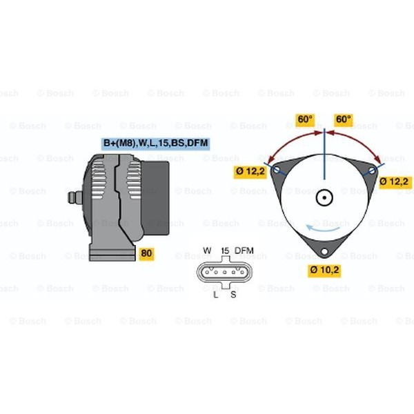 Слика на Генератор BOSCH 0 986 046 570 за камион DAF XF 95 FA 95.380 - 381 коњи дизел