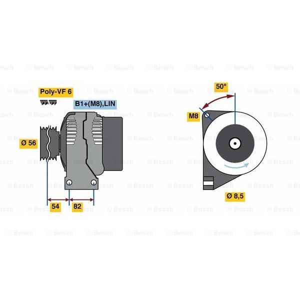 Слика на Генератор BOSCH 0 986 047 380 за Volvo V70 Estate 2 (P80) 2.4 D5 - 163 коњи дизел