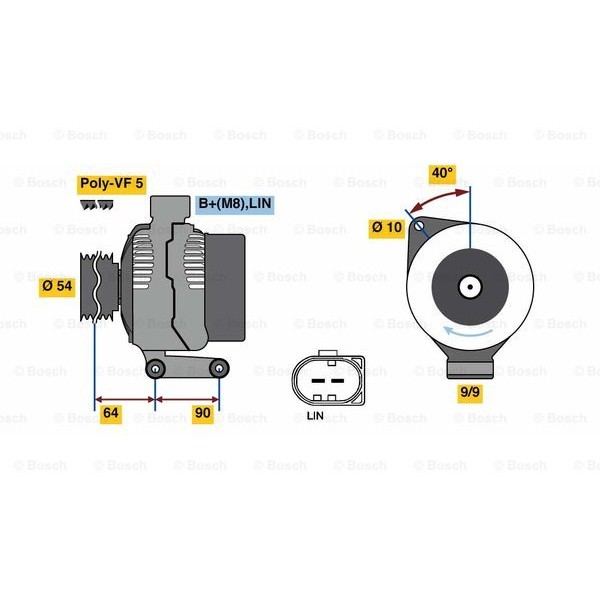 Слика на Генератор BOSCH 0 986 047 930 за Ford Mondeo 4 2.5 - 220 коњи бензин