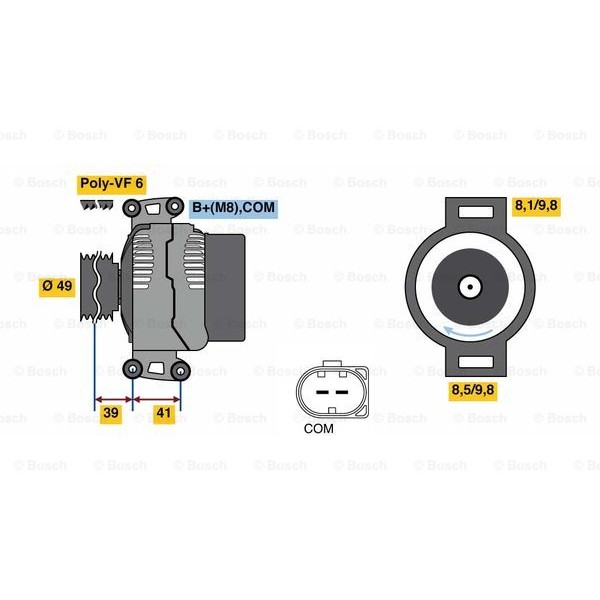 Слика на Генератор BOSCH 0 986 048 820 за BMW 5 Touring E61 523 i - 177 коњи бензин