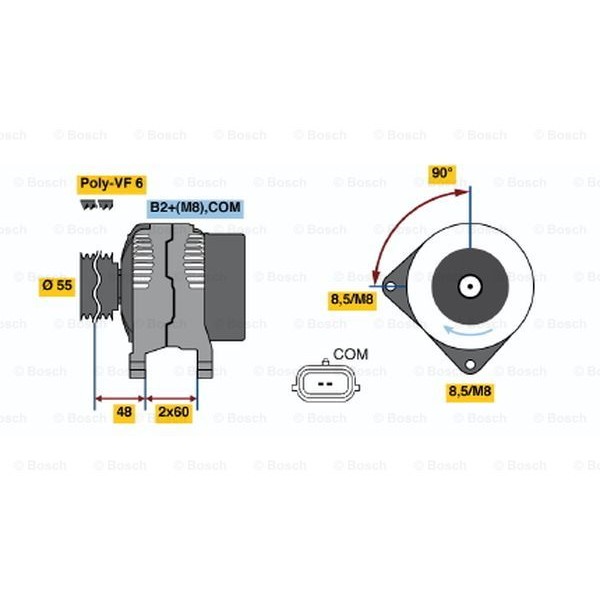 Слика на Генератор BOSCH 0 986 049 030 за Renault Twingo (CN0) 1.5 dCi 75 - 75 коњи дизел