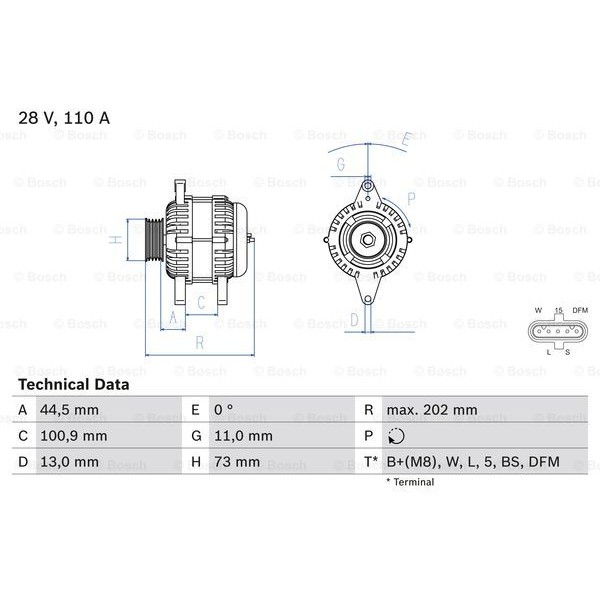 Слика на Генератор BOSCH 0 986 049 350 за камион VW Constellation 19.390 - 69 коњи дизел