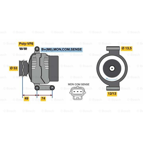 Слика на Генератор BOSCH 0 986 049 520 за Ford Mondeo 3 Estate (BWY) 2.0 16V - 146 коњи бензин