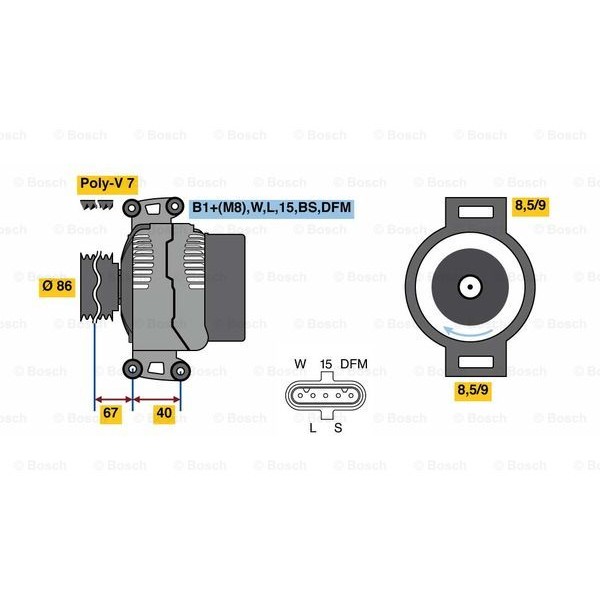 Слика на Генератор BOSCH 0 986 049 780 за камион DAF CF 85 FA 85.360 - 360 коњи дизел