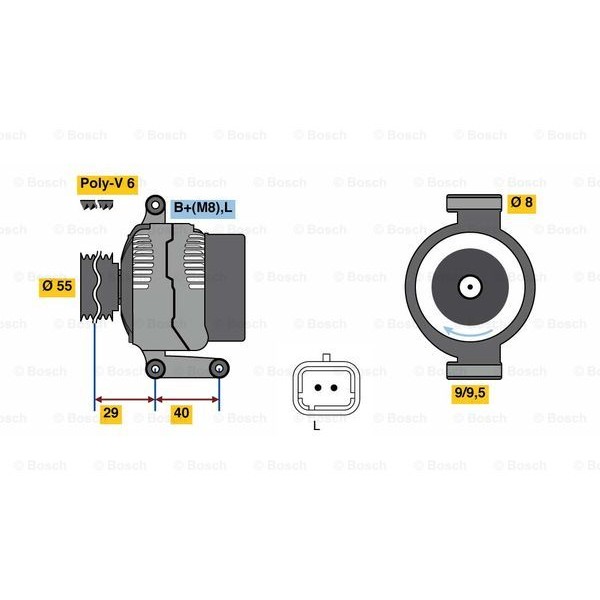 Слика на Генератор BOSCH 0 986 080 220 за Renault Kangoo (KC0-1) 1.4 (KC0C, KC0H, KC0B, KC0M) - 75 коњи бензин