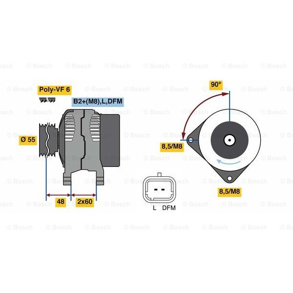 Слика на Генератор BOSCH 0 986 080 400 за Renault Megane 2 Saloon 1.5 dCi - 101 коњи дизел