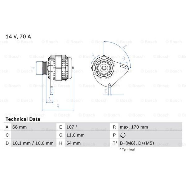 Слика на Генератор BOSCH 0 986 080 560 за Fiat Punto 199 1.4 - 77 коњи бензин