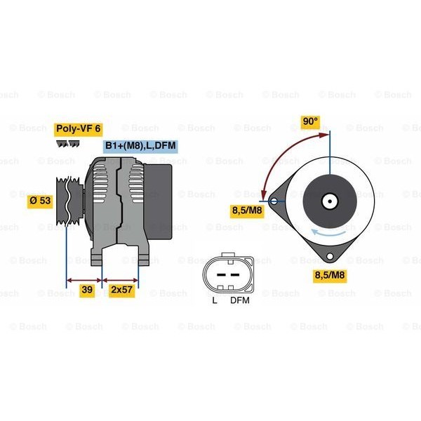 Слика на Генератор BOSCH 0 986 080 600 за VW EOS (1F7,1F8) 1.4 TSI - 160 коњи бензин