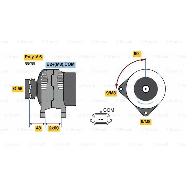 Слика на Генератор BOSCH 0 986 080 990 за Renault Megane 3 Coupe 1.6 16V (DZ0U, DZ1B, DZ1H) - 110 коњи бензин