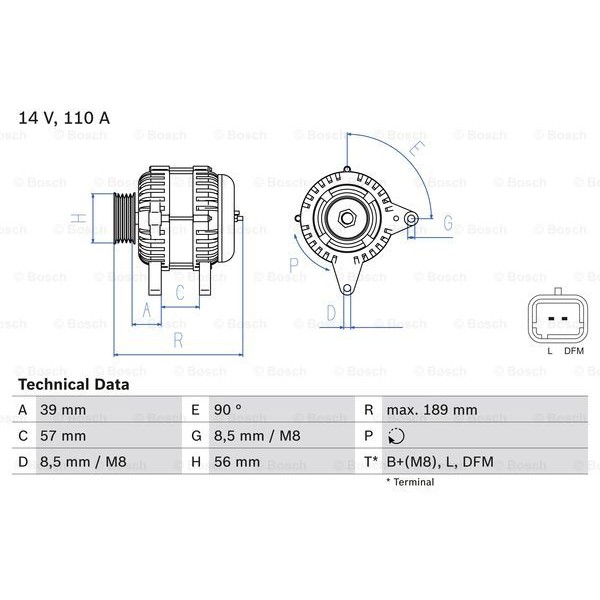 Слика на Генератор BOSCH 0 986 083 440 за Renault Kangoo (KC0-1) 1.5 dCi - 57 коњи дизел