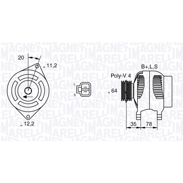 Слика на Генератор MAGNETI MARELLI 063532615010 за Hyundai Sonata 3 (Y-3) 1.8 i - 98 коњи бензин