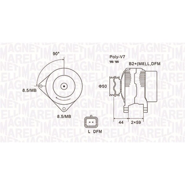 Слика на Генератор MAGNETI MARELLI 063731827010 за Renault Laguna 2 Grandtour (KG0-1) 2.0 16V Turbo (KG0S, KG0Z, KG1L, KG1M) - 163 коњи бензин