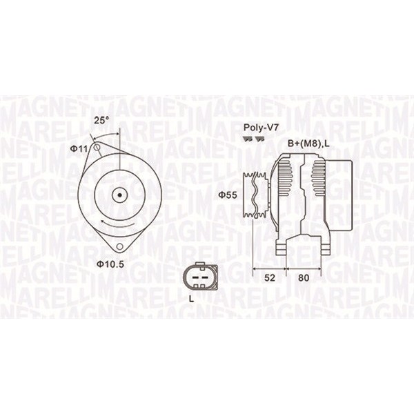 Слика на Генератор MAGNETI MARELLI 063731837010 за Fiat Ducato BUS 250 130 Multijet 2,3 D - 131 коњи дизел