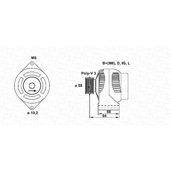 Слика на Генератор MAGNETI MARELLI 943356939010 за Honda Civic 3 Hatchback (AL,AJ,AG,AH) 1.5 GTI (AH) - 90 коњи бензин