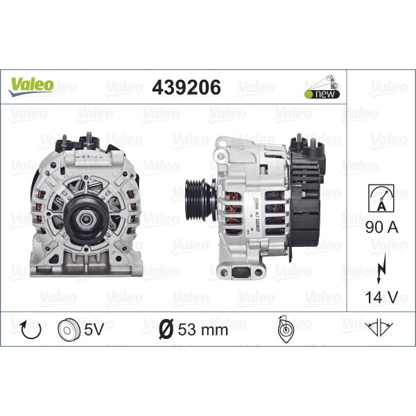 Слика на Генератор VALEO NEW ORIGINAL PART 439206 за Mercedes A-Class (w169) A 200 (169.033, 169.333) - 136 коњи бензин