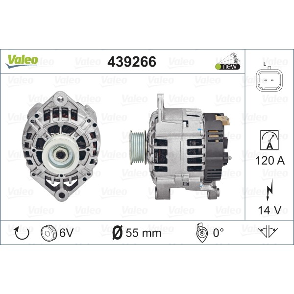 Слика на Генератор VALEO NEW ORIGINAL PART 439266 за Renault Megane 1 (BA0-1) 1.9 dTi (BA08, BA0N) - 98 коњи дизел