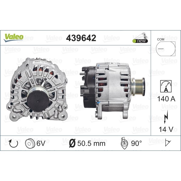 Слика на Генератор VALEO NEW ORIGINAL PART 439642 за Audi A4 Avant (8K5, B8) 2.0 TDI - 136 коњи дизел