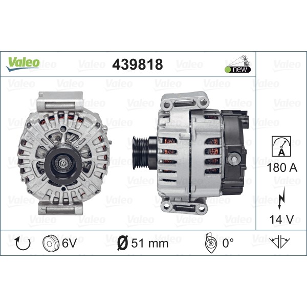 Слика на Генератор VALEO NEW ORIGINAL PART 439818 за Mercedes Sprinter 3.5-t Box (906) 309 CDI (906.631, 906.633, 906.635, 906.637) - 88 коњи дизел