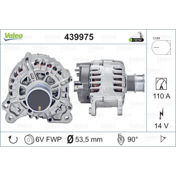 Слика на Генератор VALEO NEW ORIGINAL PART 439975 за Seat Leon ST (5F8) 1.4 TGI - 110 коњи Бензин/Метан (CNG)