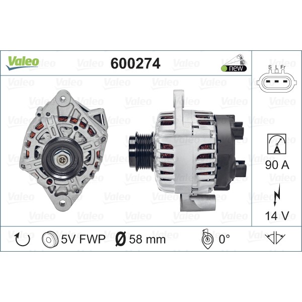 Слика на Генератор VALEO NEW ORIGINAL PART 600274 за Hyundai i20 Active (IB, GB) 1.4 - 101 коњи бензин