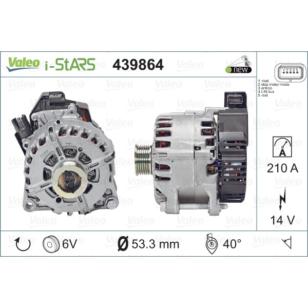 Слика на Генератор VALEO NEW STOP&START ORIGINAL PART 439864 за Citroen Jumpy Box (V) 2.0 BlueHDi 180 - 177 коњи дизел