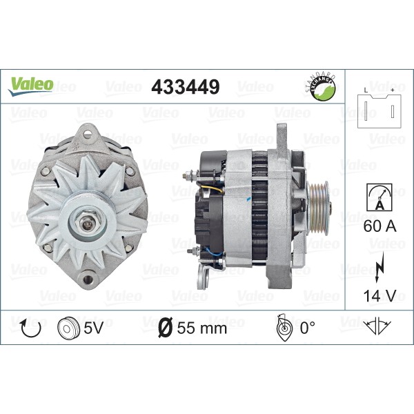 Слика на Генератор VALEO REMANUFACTURED PREMIUM 433449 за Renault 11 (B,C37) 1.7 (B/C376) - 80 коњи бензин