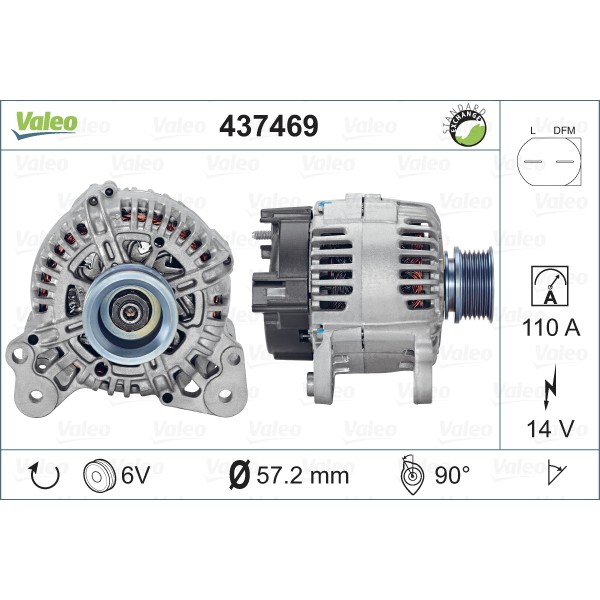 Слика на Генератор VALEO REMANUFACTURED PREMIUM 437469 за Seat Toledo 3 (5P2) 2.0 TDI - 140 коњи дизел