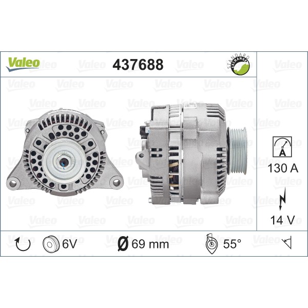 Слика на Генератор VALEO REMANUFACTURED PREMIUM 437688 за Ford Mondeo 2 (BAP) 2.5 ST 200 - 205 коњи бензин