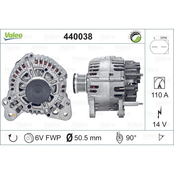 Слика на Генератор VALEO REMANUFACTURED PREMIUM 440038 за VW Golf 5 Variant (1K5) 1.4 TSI - 170 коњи бензин