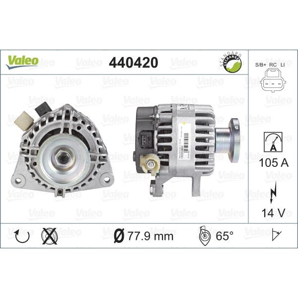 Слика на Генератор VALEO REMANUFACTURED PREMIUM 440420 за Ford Focus 2 Estate (daw) 1.8 TDCi - 115 коњи дизел