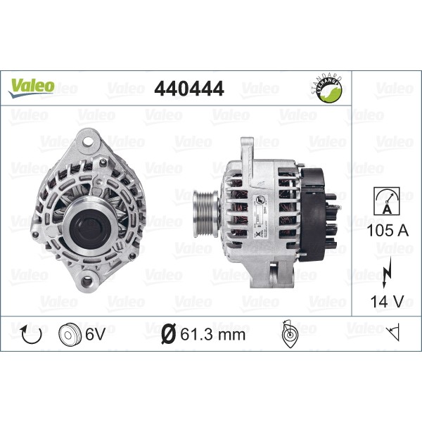 Слика на Генератор VALEO REMANUFACTURED PREMIUM 440444 за Opel Astra H Hatchback 1.9 CDTI 16V - 120 коњи дизел