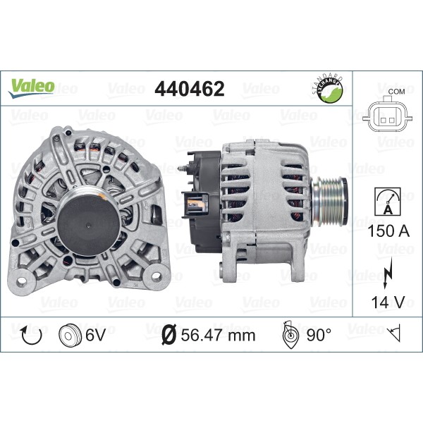 Слика на Генератор VALEO REMANUFACTURED PREMIUM 440462 за Renault Kangoo Express (FW0-1) 1.5 dCi 90 (FW0G) - 90 коњи дизел