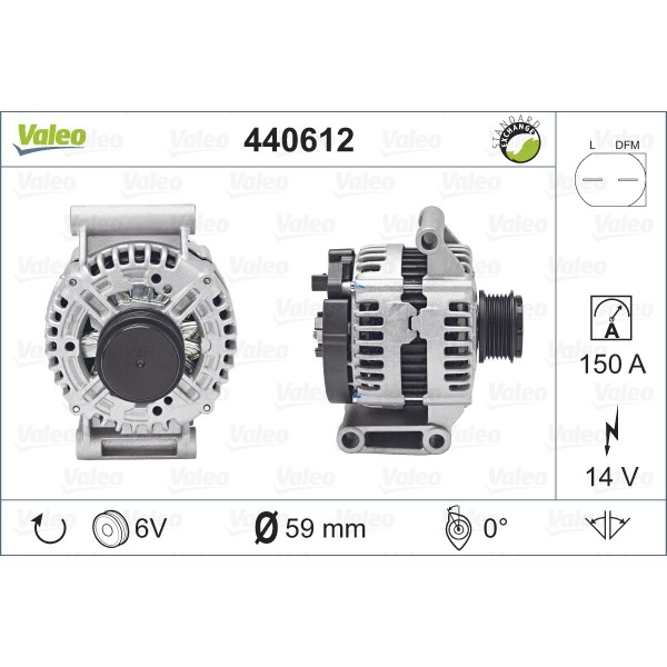 Слика на Генератор VALEO REMANUFACTURED PREMIUM 440612 за Citroen Jumper Platform 2.2 HDi 150 - 150 коњи дизел