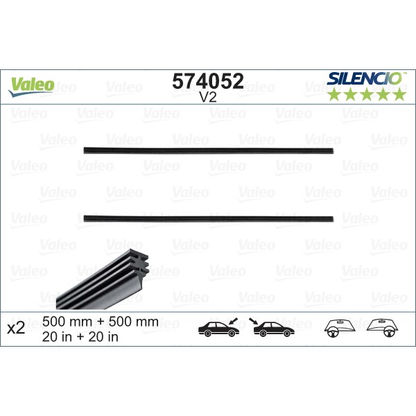 Слика на гимичка за перото на брисач VALEO SILENCIO CONVENTIONAL SET 574052 за Fiat Croma 154 2000 16V - 137 коњи бензин