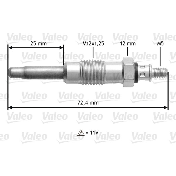 Слика на греач (свеќица) VALEO 345100 за камион DAF F 2800 FAD 2825 DKTD - 256 коњи дизел