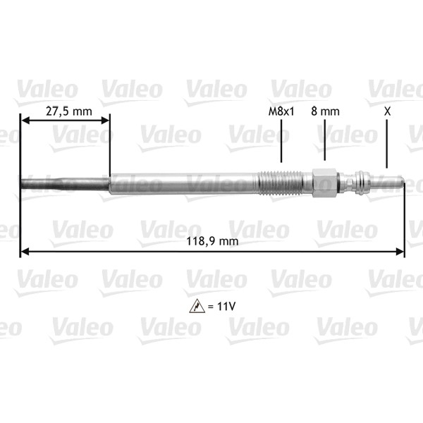 Слика на греач (свеќица) VALEO 345118 за Lancia Ypsilon (843) 1.3 D Multijet - 75 коњи дизел