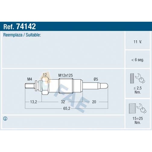 Слика на Греач свеќица FAE 74142 за Ford Escort 5 Break (gal,avl) 1.8 D - 60 коњи дизел