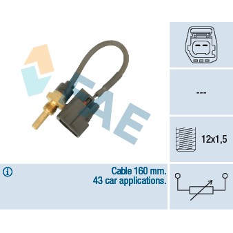 Слика на датчик за температурата на (тръбо)провод за охладителната те; датчик, температура на цилиндровата глава FAE 32425 за Volvo S70 Saloon (P80) 2.3 T-5 - 239 коњи бензин