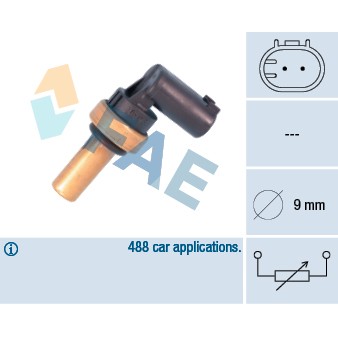 Слика на датчик за температурата на (тръбо)провод за охладителната те; датчик, температура на цилиндровата глава FAE 32710 за Mercedes E-class Saloon (w211) E 200 CDI (211.004) - 122 коњи дизел