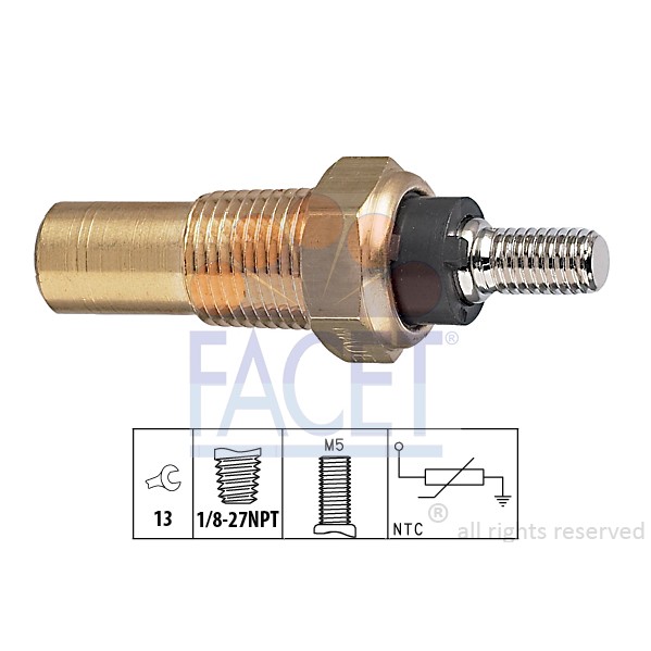 Слика на Датчик температура на охладителната течност FACET Made in Italy - OE Equivalent 7.3124 за Ford Scorpio 1 (GAE,GGE) 2.9 i 24V - 195 коњи бензин