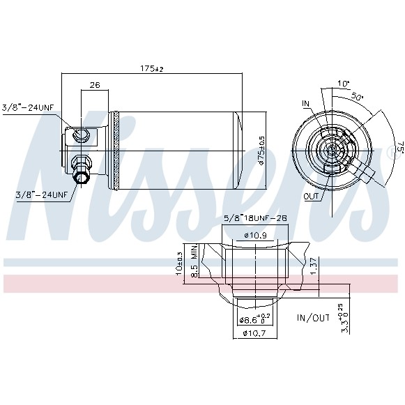 Слика на Дехидратор за клима уред NISSENS 95230 за Mercedes Sprinter 2-t Box (901,902) 208 D - 79 коњи дизел