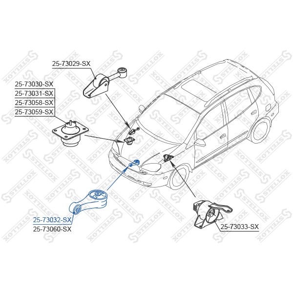 Слика на држач за мотор STELLOX 25-73032-SX за CHEVROLET REZZO 2.0 - 122 коњи бензин