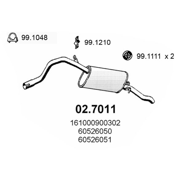 Слика на Заден издувен лонец ASSO 02.7011 за Alfa Romeo 75 (162b) 1.6 - 103 коњи бензин