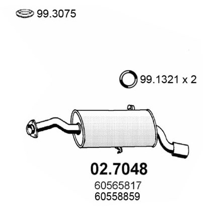 Слика на Заден издувен лонец ASSO 02.7048 за Alfa Romeo 164 Sedan 3.0 V6 (164.AD, 164.AH, 164.AB) - 184 коњи бензин