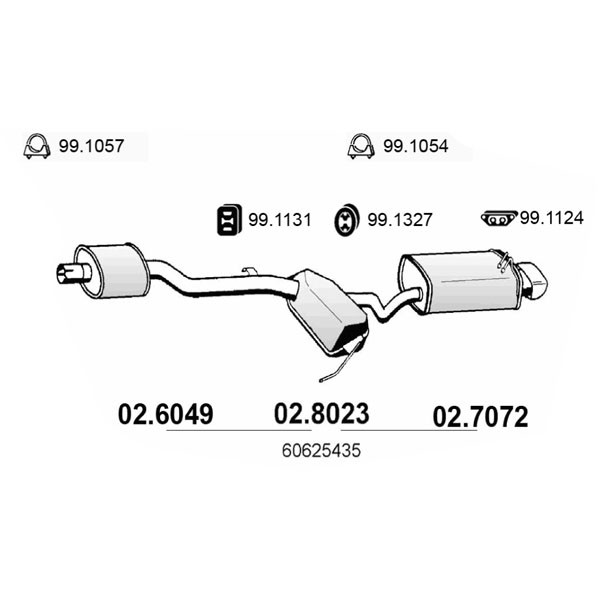 Слика на Заден издувен лонец ASSO 02.7072 за Alfa Romeo 146 (930) Sedan 1.8 i.e. 16V T.S. - 140 коњи бензин