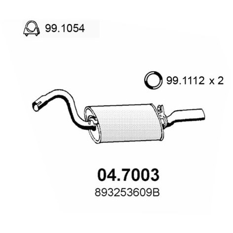 Слика на Заден издувен лонец ASSO 04.7003 за Audi 80 Sedan (89, 89Q, 8A, B3) 2.0 E - 113 коњи бензин