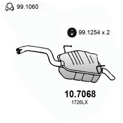 Слика на Заден издувен лонец ASSO 10.7068 за Lancia Phedra (179) 2.0 JTD (179AXB1A) - 109 коњи дизел